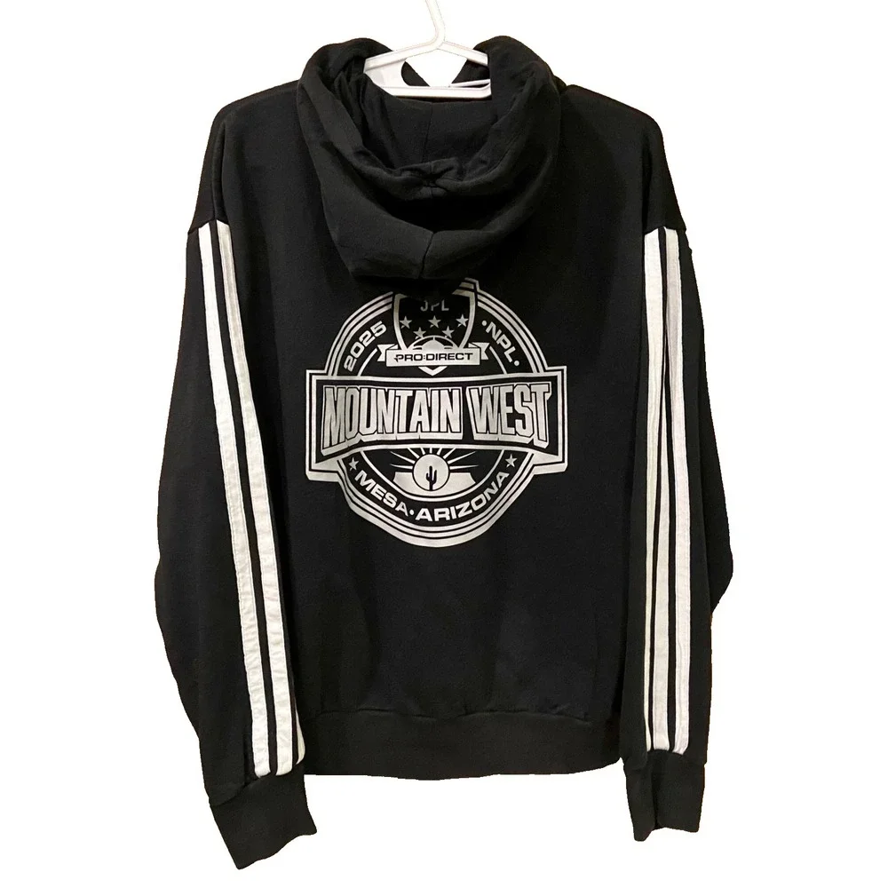 Adidas Mountain West Hoodie Medium Black Hooded Graphic Official Event Merch EUC